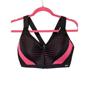 VSX Sport By Victorias Secret Black & Pink Zip Front Sports Bra Size 36DD
